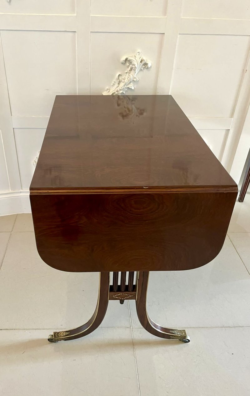Fine Quality Small Antique Regency Brass Inlaid Rosewood Freestanding Sofa/Side Table - Image 12